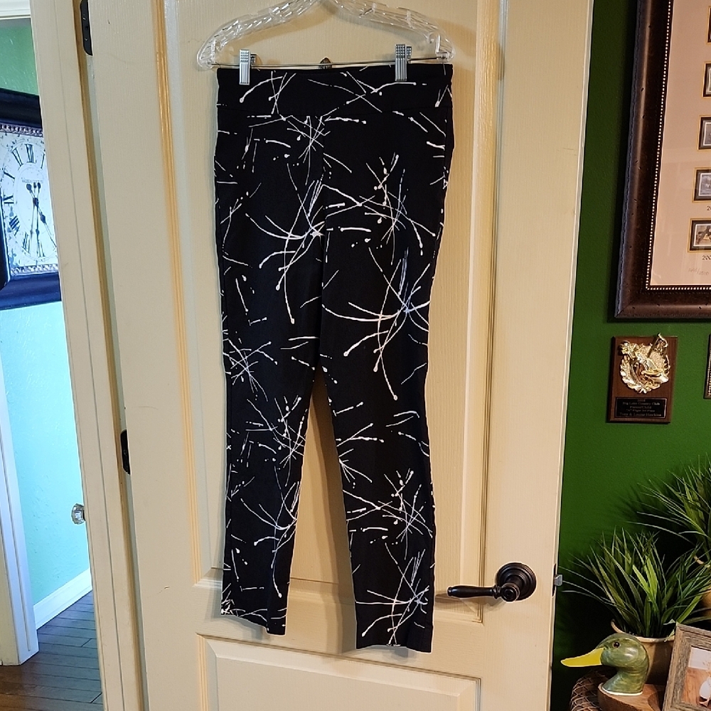 LUXE ELEVEN BLACK and WHITE ABSTRACT PRINT PANTS